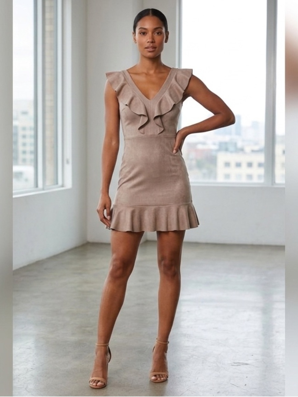Suede Look Mini Dress